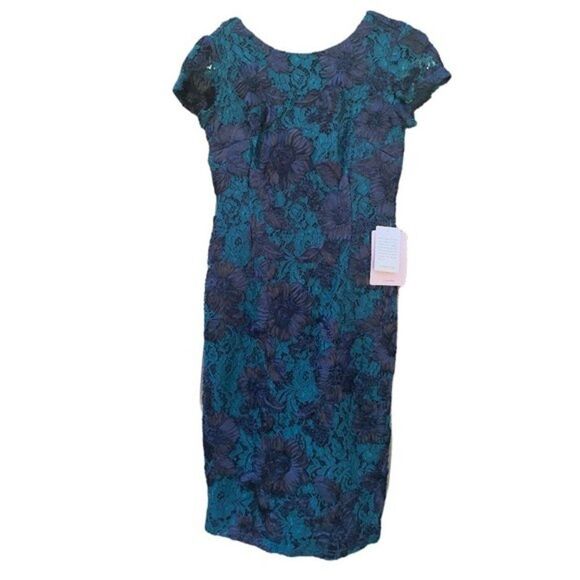 JS Collection Cocktail Dress Soutache Short Sleeve Boat Neck Midi Womens 4 NEW - Picture 1 of 5